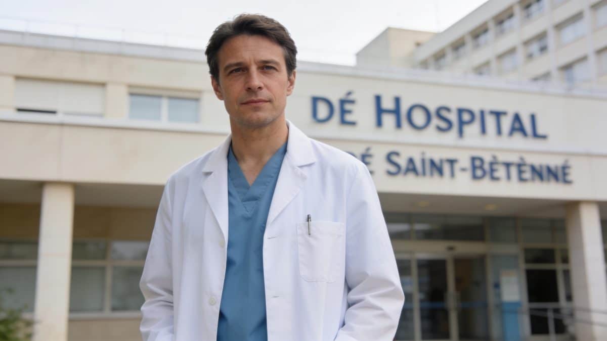 medecin debout devant hopital de Saint Etienne
