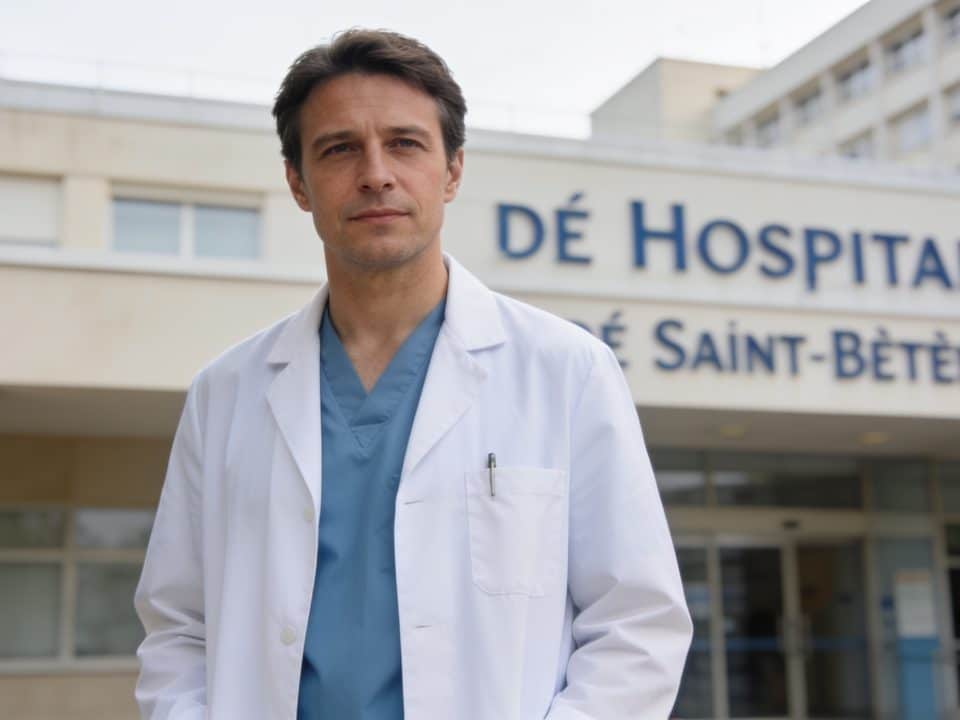 medecin debout devant hopital de Saint Etienne
