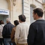 file de patients devant un cabinet medical montpellier