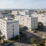 vue aerienne de Nantes avec plusieurs cabinets medicaux